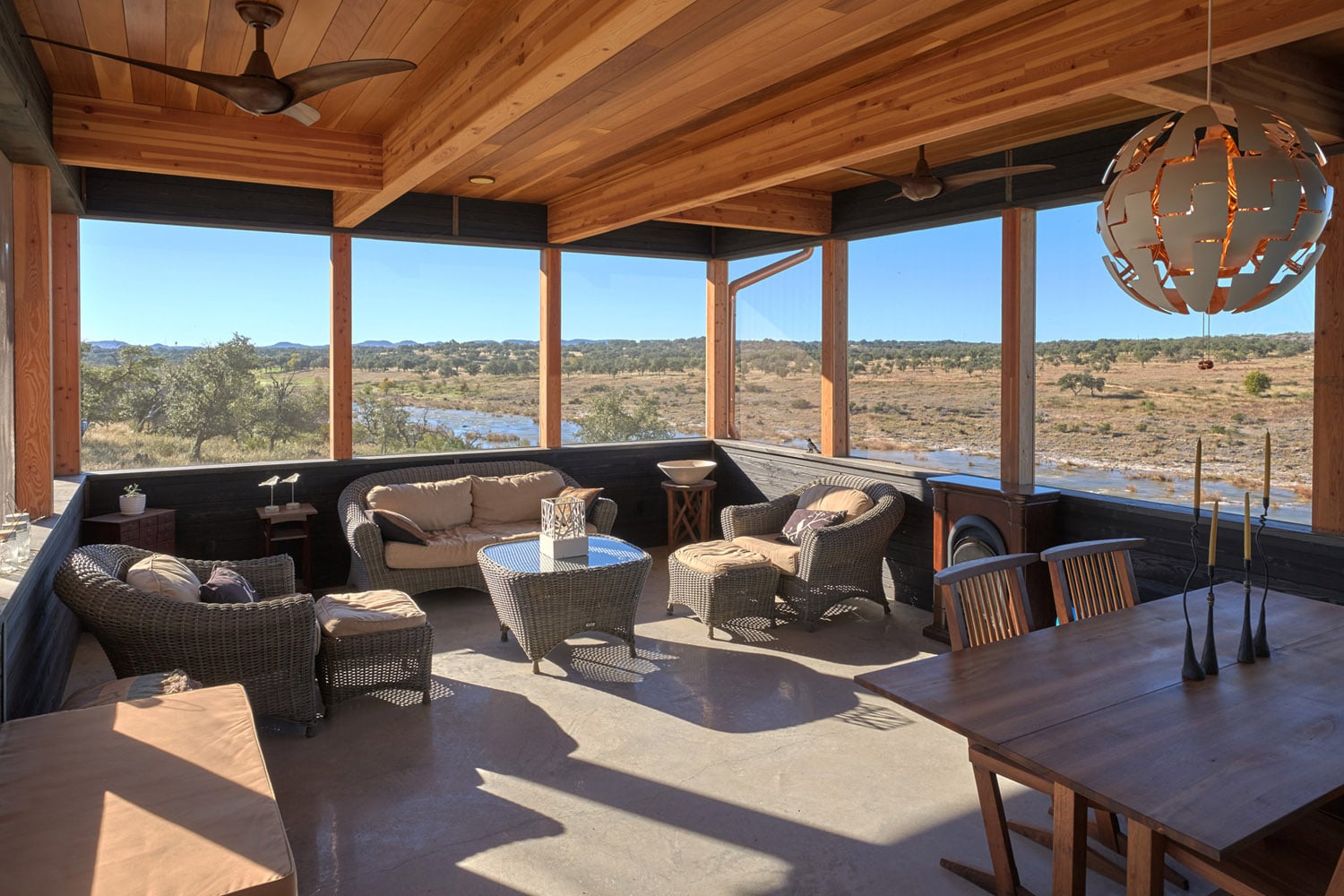 Epic views at Jeff Derebery’s custom Lindal Hestia home in the Texas Hill Country, Johnson City