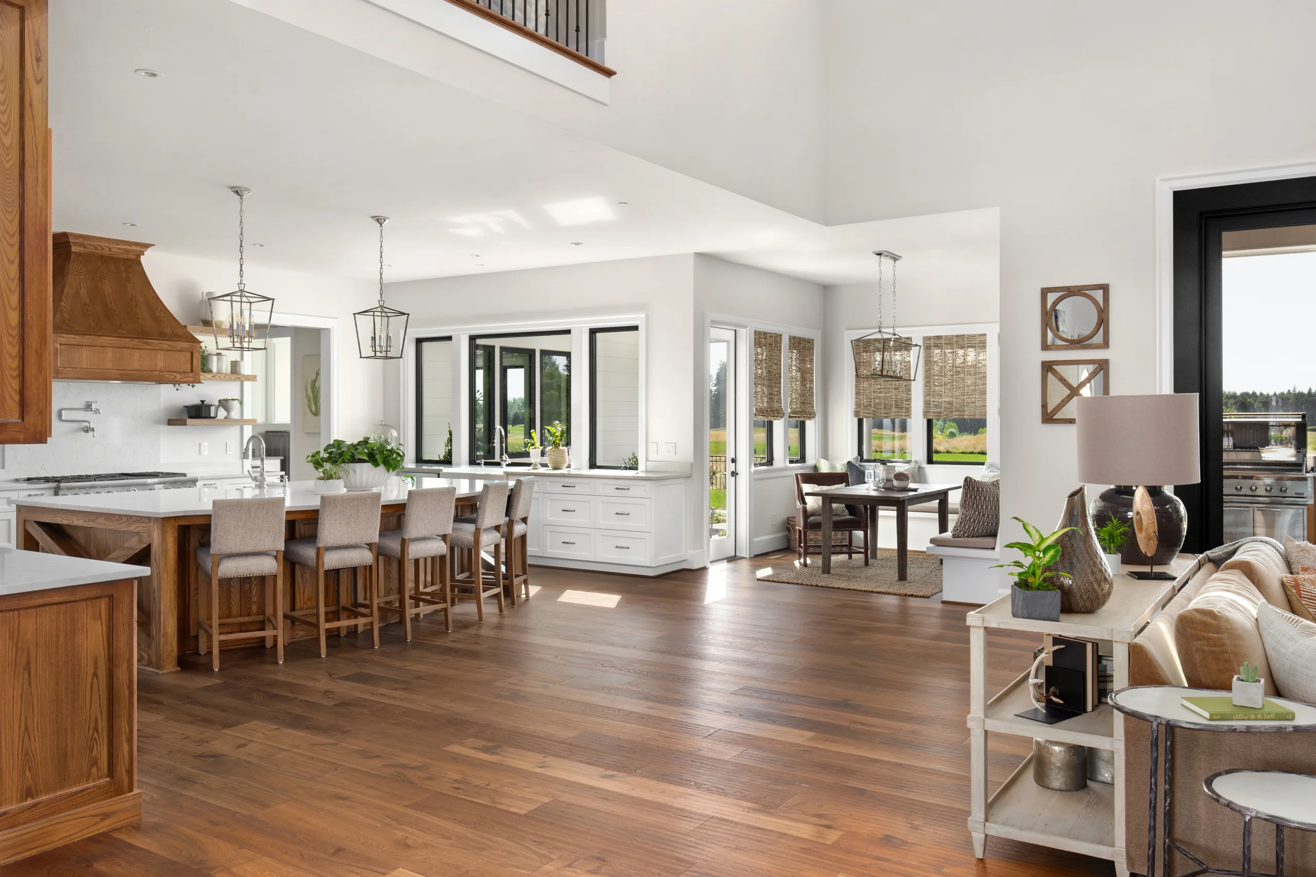 Living Room, Kitchen, and Eating Nook in New Luxury Home flooring faves A Dive into Popular Flooring Options