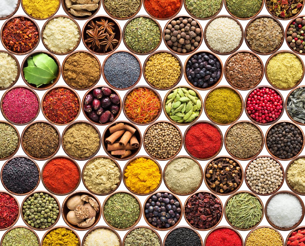 various condiments isolated on white background spices and herb various condiments isolated on white background spices and herb