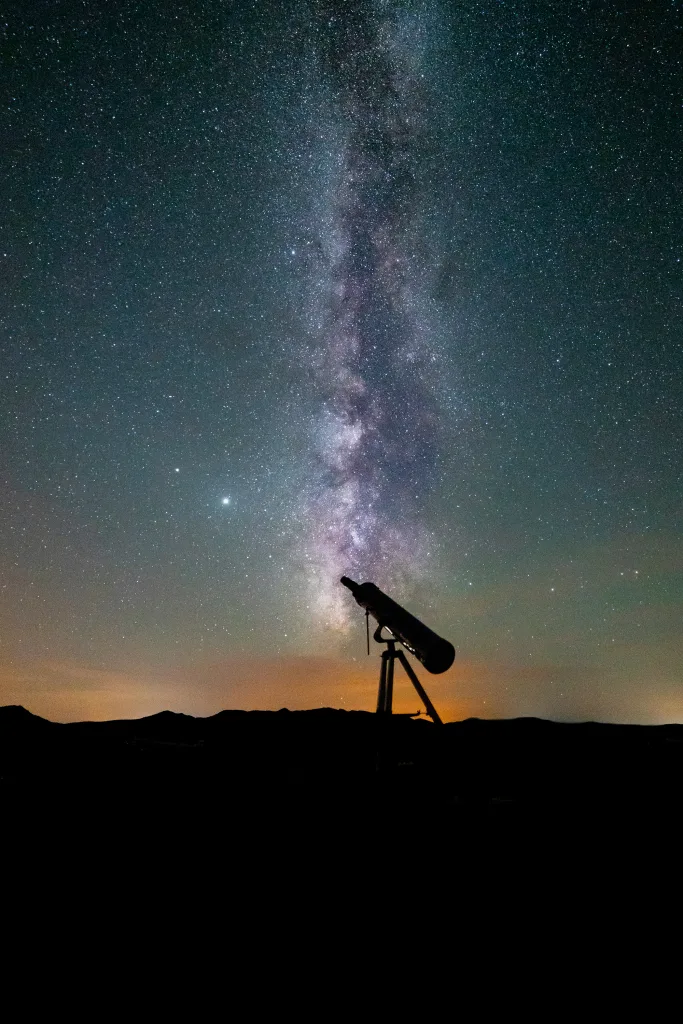 milky way and starry sky with telescope milky way and starry sky with telescope