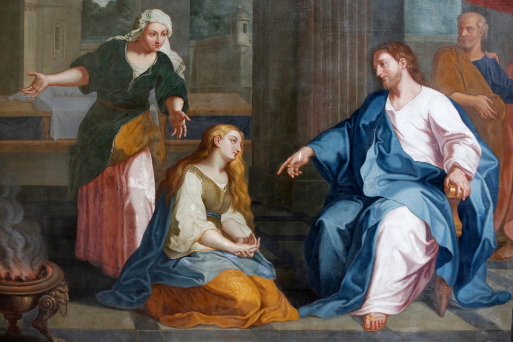 Abbaye aux Dames, Caen Painting depicting Martha and Mary by Rethou (18th century) France Abbaye aux Dames, Caen Painting depicting Martha and Mary by Rethou (18th century) France