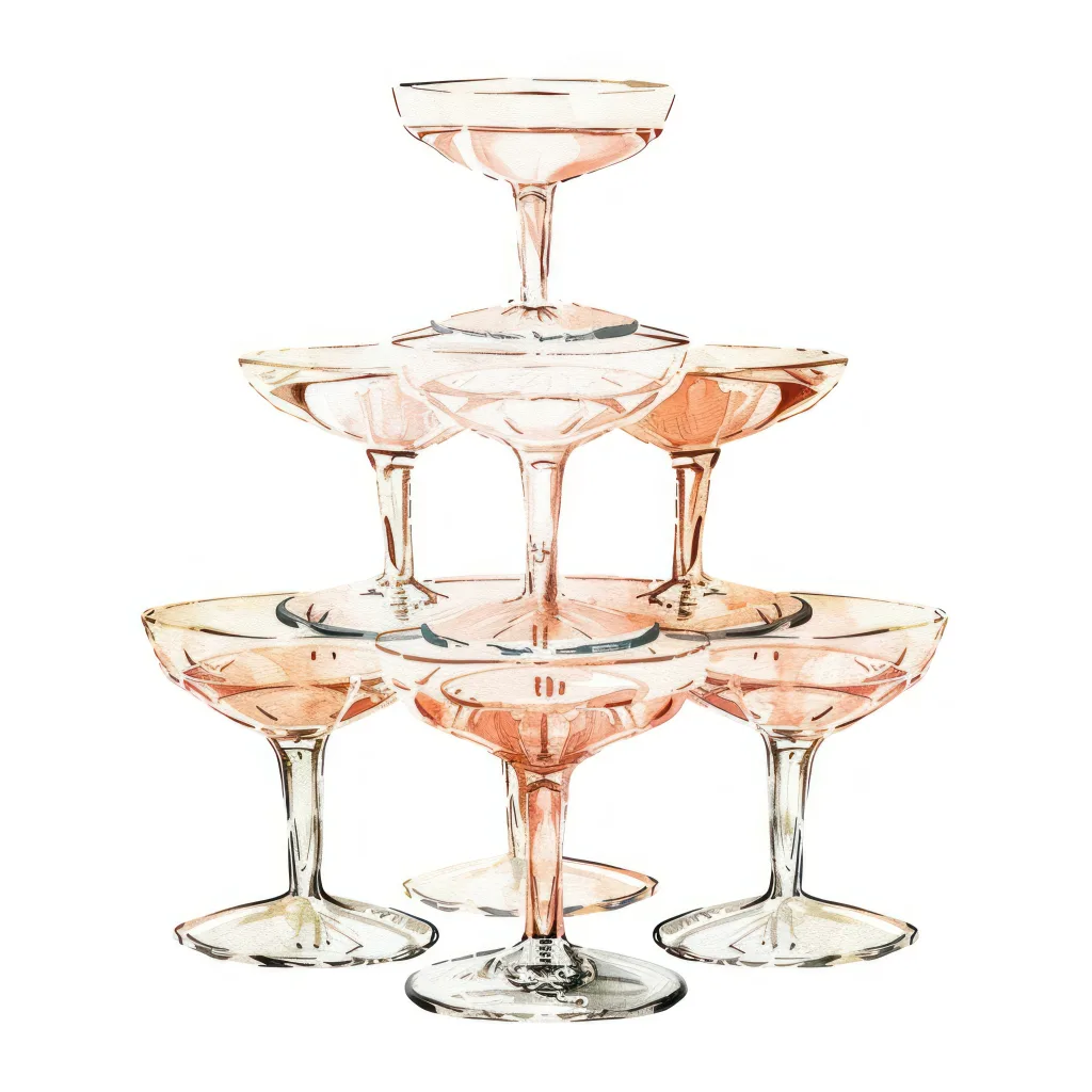Elegant champagne glass tower illustration