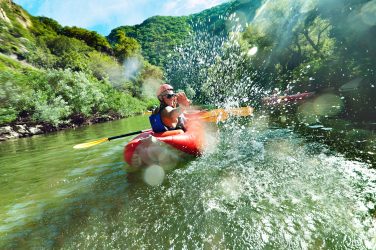 Row Your Boat | Paddling the Brazos River; in river canoe splashes