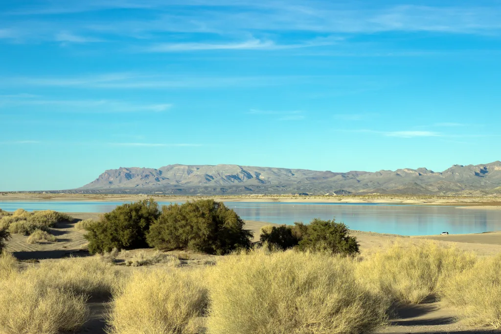 Lake for recreational boats and RVs at Elephant Butte State Park