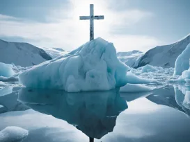 cross atop an iceberg