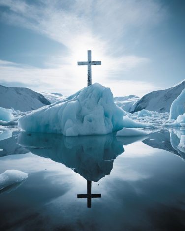 cross atop an iceberg