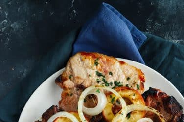 Grilled Pork Chops with Apples and Onion recipe for cooking on the grill grilled pork chops