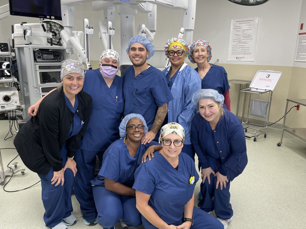 Baylor Scott & White Medical Center – Frisco surgical team poses for photo in the operating room OR