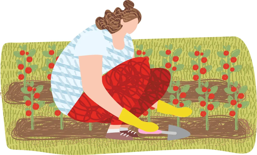 Illustration of woman gardening