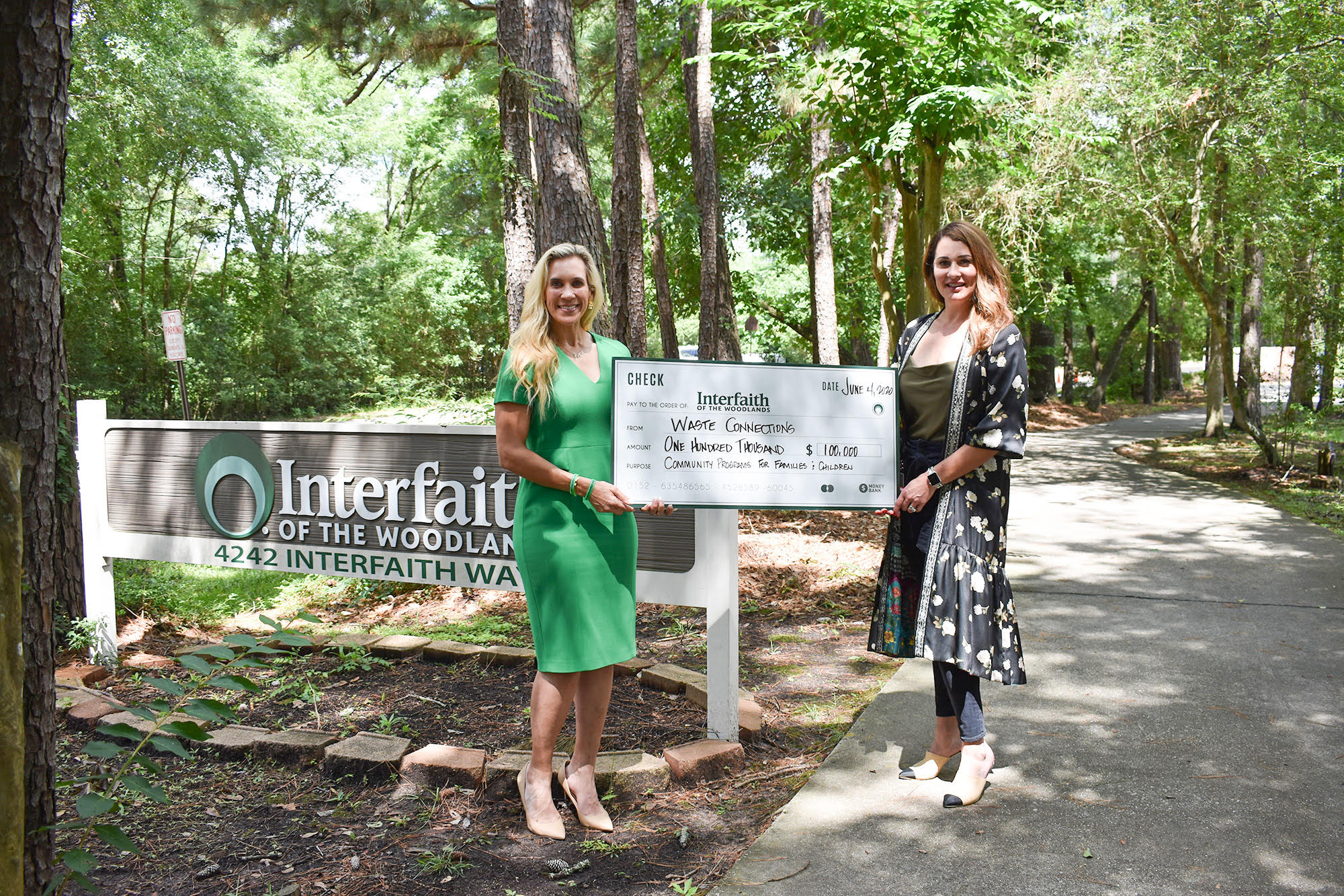 Golf Classic for Kids & Poker Experience, Waste Connections, Inc. donated $100,000 to Interfaith of the Woodlands. 