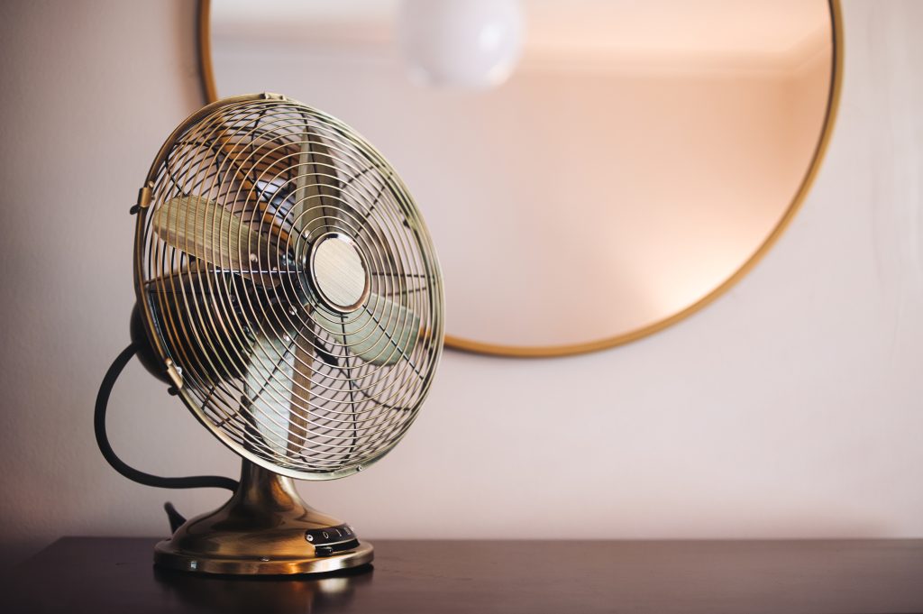Vintage table fan with mirror