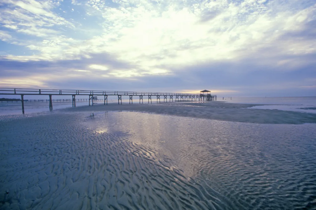 Pier at sunrise over the Gulf of Mexico, Biloxi, MS; girlfriend getaway Spend Some Time with Your Besties in Coastal Mississippi