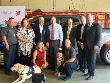 Houston Professional Fire Fighters Association Charitable Foundation presented the HFD Arson Division with two new trucks