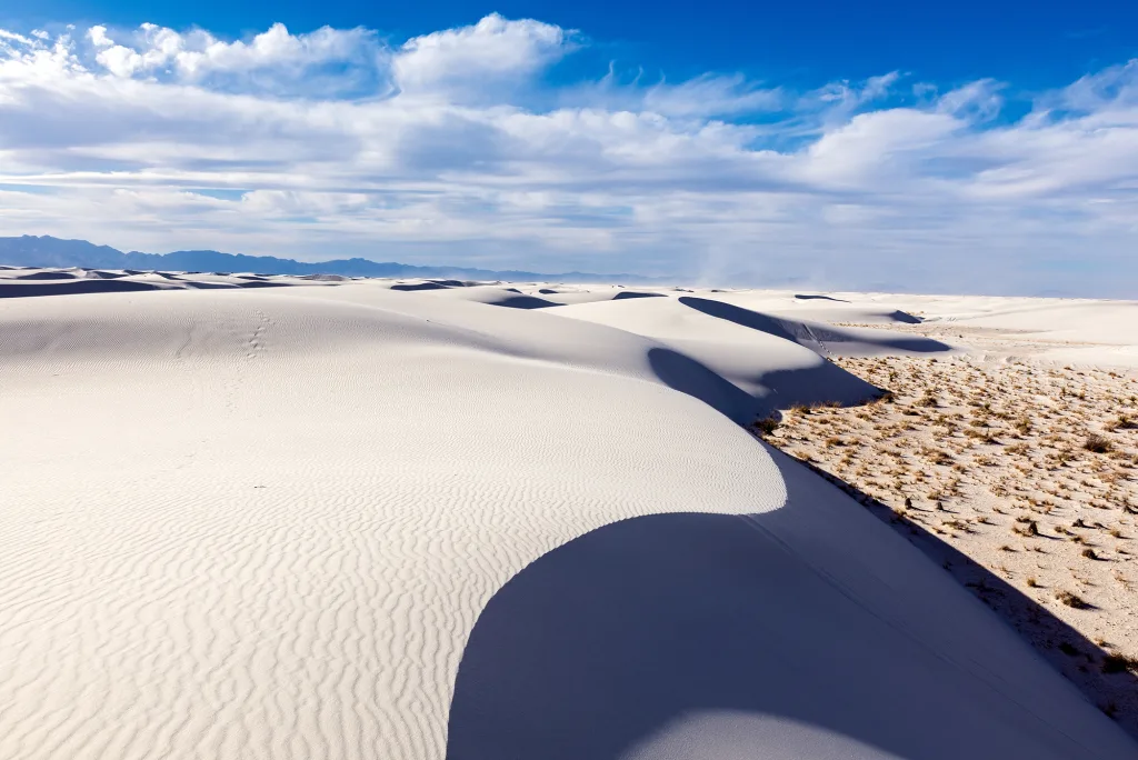 Tranquil image of white sand dunes and beautiful blue sky, White